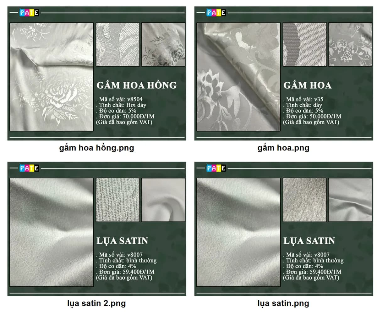 Mẫu vải polyester sau in chuyển nhiệt tại xưởng PATE